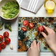 thumbnail image 3 of Burnt Orange Cutting Board, Vintage Mosaic Pattern with Burnt Floral Curve Feature Abstract Graphic, Decorative Tempered Glass Cutting and Serving Board, Large Size, Black Orange Grey, by Ambesonne, 3 of 5