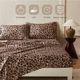thumbnail image 6 of MR&HM Silky Satin Sheet Set King Size 4 Pcs, Elegant Luxurious King Size Bed Sheets, with Flat Sheet, 15'' Deep Pocket Fitted Sheet and King Satin Pillow Cases Set of 2 (King Size, Brown Leopard), 6 of 7