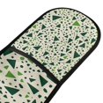 thumbnail image 4 of Yayeee Double Oven Mitt Kitchen Heat Resistant Baking 35" x7" Quilted Glove, Green Triangles Pattern, 4 of 6