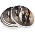 thumbnail image 3 of Running Horses Coaster, Drinks Round Absorbent Stone Set with Ceramic Stone and Cork Base, Tabletop Protection Mats and Cups Place for 2PCS Home Decor, 3 of 6