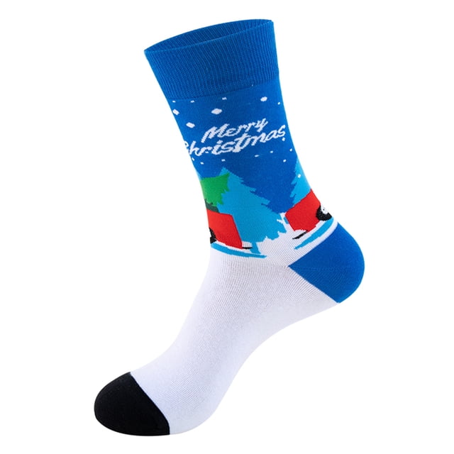 Chaussettes de Noël Multicolores pour Femmes Mode Mi-Tube Imprimé de Noël