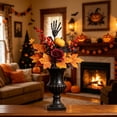 thumbnail image 6 of JWZZYD Halloween Artificial Floral Pick, 19.7" Black Skeleton Hand Stem with Burgundy Rose, Mini Pumpkin, Maple Leaves & Berries, Spooky Fall Wreath, Vase, Table Centerpiece Party Decor, 1 Pack, 6 of 8