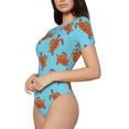 thumbnail image 2 of Daiia Turtle print Women's Crew Neck Short Sleeve Bodysuit Fashion Tops Fit Casual Basic Extender Bodysuit-Medium, 2 of 9
