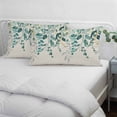 thumbnail image 3 of Teal Green Eucalyptus Pillow Covers, Linen Long Throw Pillow Case, Farmhouse Weeping Leaves Linen Holiday Pillow Protector Decorative Cushion Cover for Living Room/Bedroom 20" x 30", 3 of 8