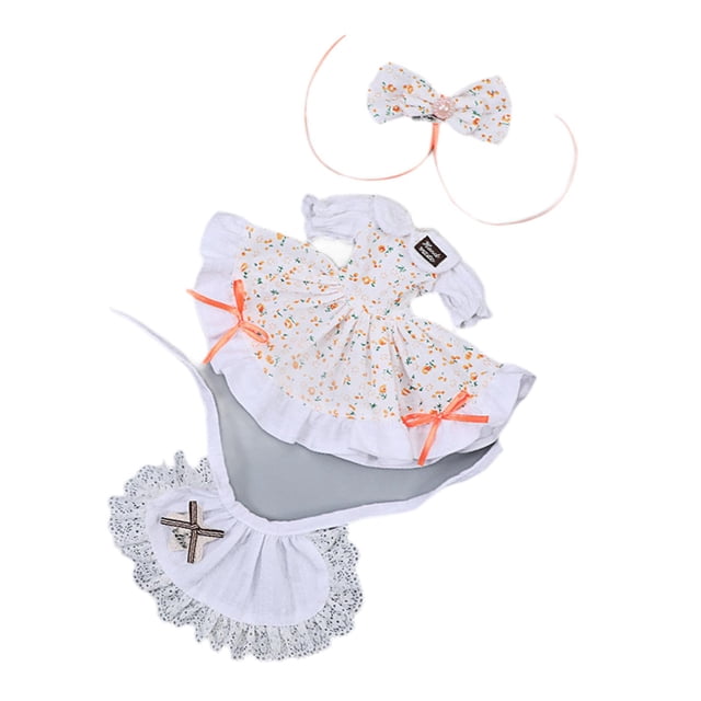 3 piezas de vestido para muñeca BJD 1/6, ropa hecha a mano, disfraz con diadema de lazo Naranja