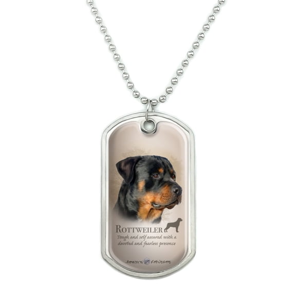 Rottweiler Rottie Dog Breed Military Dog Tag Pendant Necklace with Chain