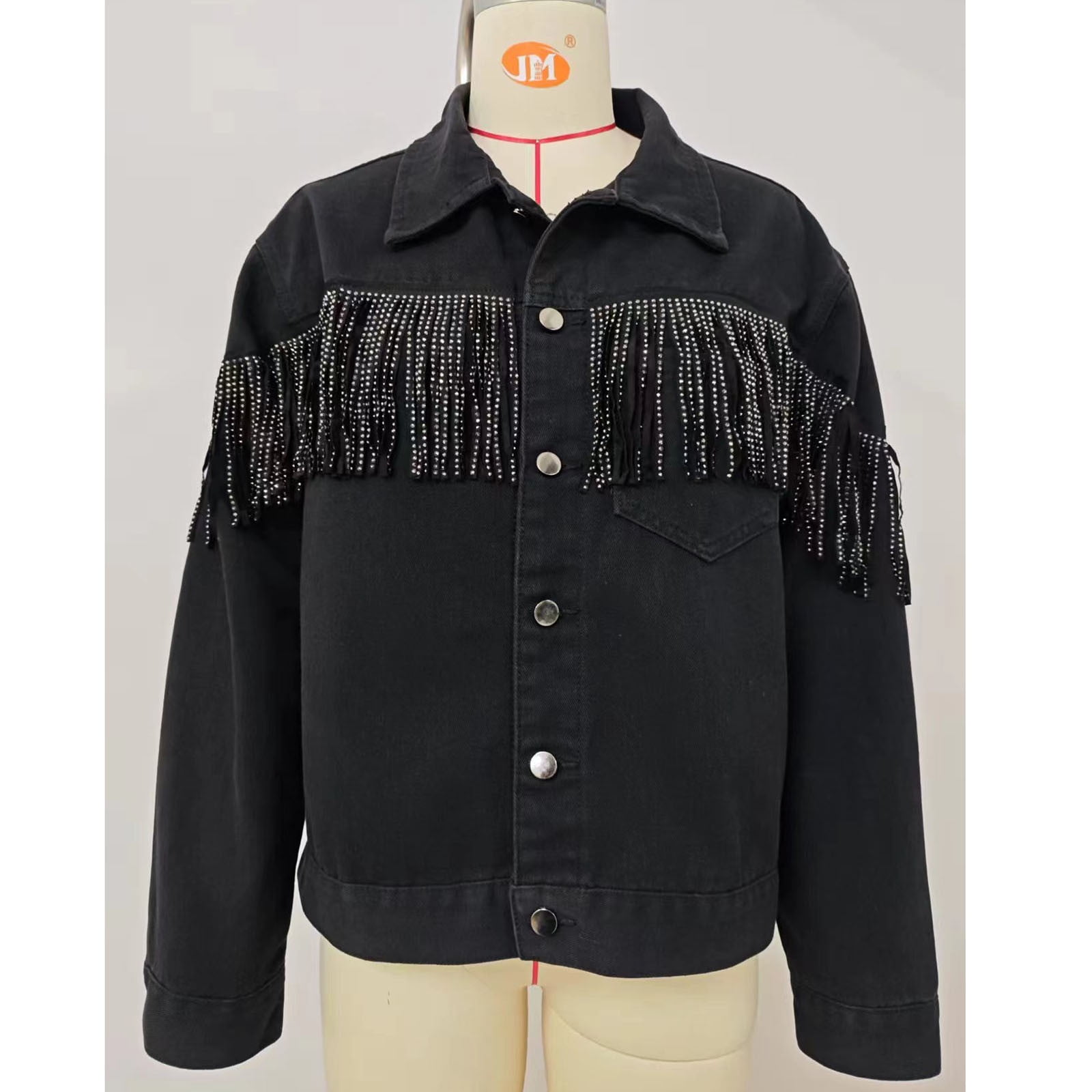 Christmas Gift Ofreoo Women Fall Winter Wash Tassels Solid Color Long Sleeves Button No Hat Flip Collar Cowboy Coat Tops Winter Jackets for Women
