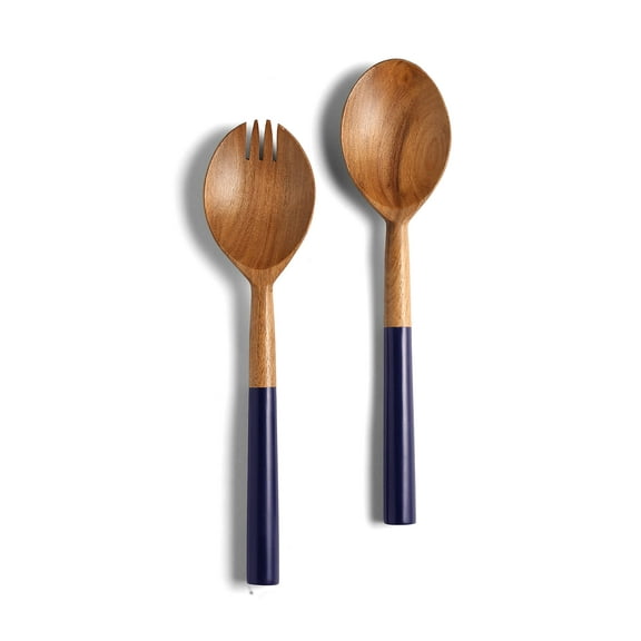 Yo Treasure Tiramisu Resin & Wood Blue Salad Server Set