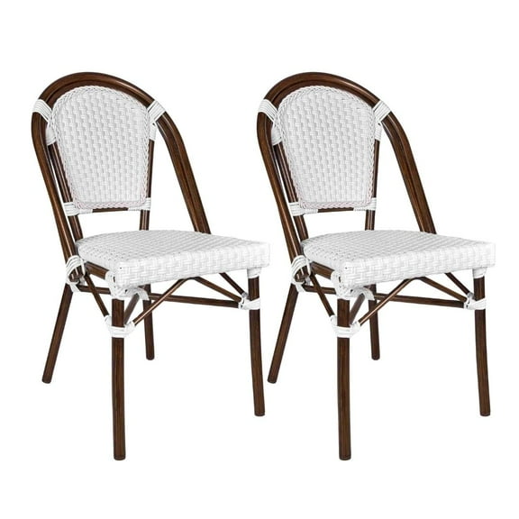 Bistro Chari PE Rattan White on White Dark Pipe Armless