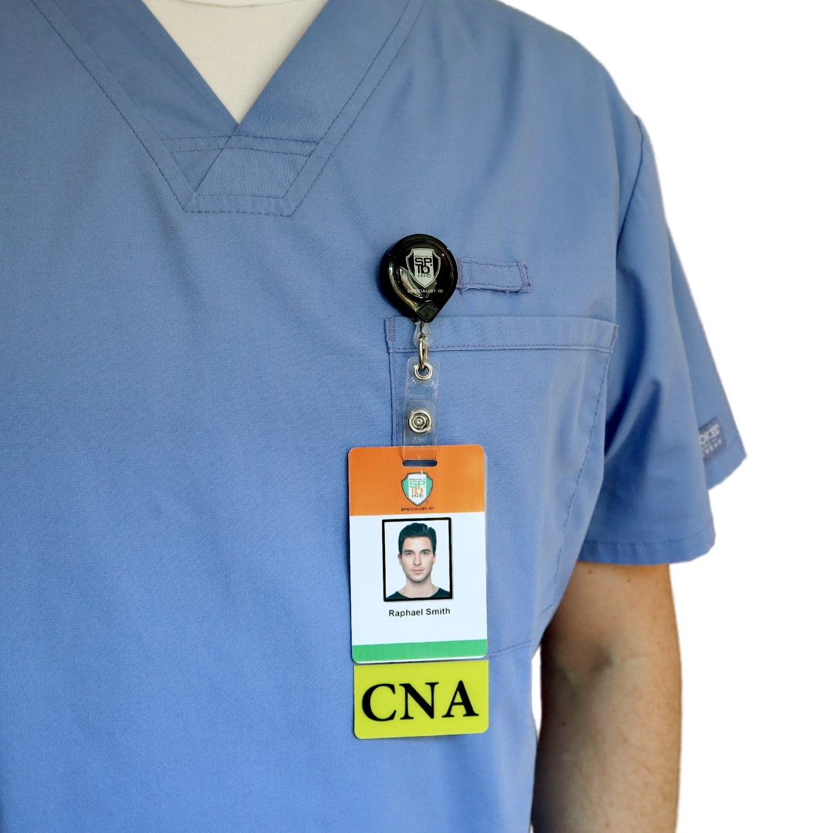 5 Pack - Clear CNA Badge Buddy Vertical - Hospital & Nurse ID Backer Cards - Transparent Title/Role Identifier - Wear Behind Medical Name Badge on I’D Reel or Lanyard by Specialist ID (Yellow)