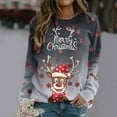 thumbnail image 2 of Sweat-shirt de Noël Femmes Imprimé Mode Pullover Vacances Noël Outwear Fermeture à Manches Longues Cardigan Col Rond Chaud Pull Veste de Longueur Moyenne, 2 of 6