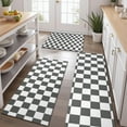 thumbnail image 2 of Gray and White Checkerboard Checkered Pattern Kitchen Rugs Sets Of 3,Kitchen Runner Rugs Non Skid Washable,Decorative Kitchen Floor Mats for Kitchen,Sink,Laundry,17"x30"+ 17"x47" + 17"x59", 2 of 6