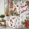 thumbnail image 3 of Christmas Bird Shower Curtains for Bathroom, Poinsettia Floral Holly Fruit Xmas Ball Snow Waterproof Fabric Shower Curtain for Bathroom Bathtub Decoration, Machine Washable, 60"x72", 3 of 9