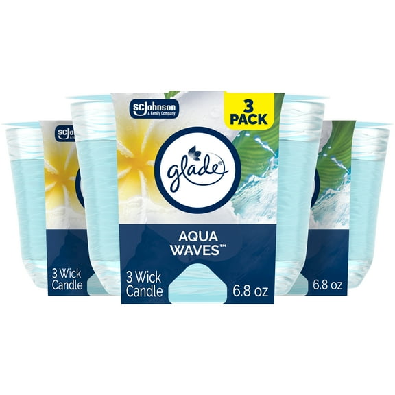 Glade 3-Wick Candle, Aqua Waves, 6.8 oz, Pack of 3