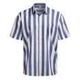thumbnail image 1 of XDZJLR Men Shirts Casual Short Sleeve Button Down Striped Stylish Summer Beach Tee, 1 of 4