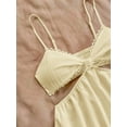 thumbnail image 4 of Women's Vacation Light Yellow Waist Hollow V-Neck Spaghetti Strap Summer Dress Set, 4 of 6