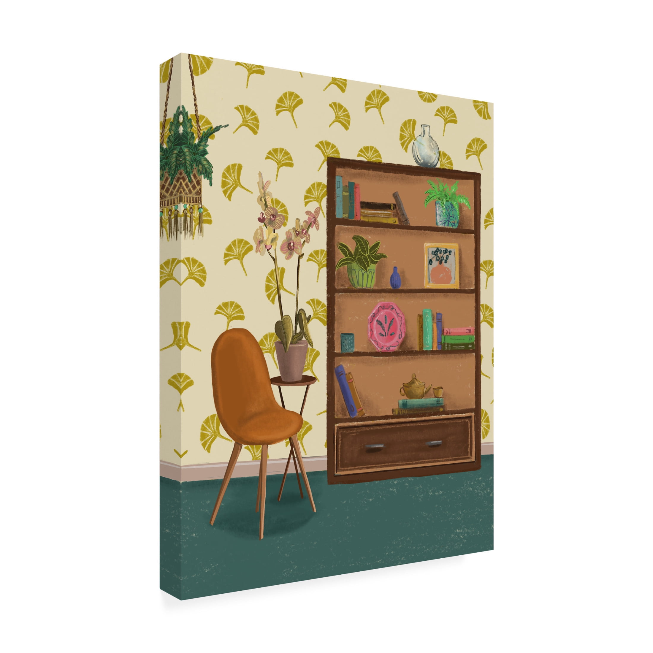 Canvas Wall Art - Christine Rotolo 'Interior Modern Bookcase' Wall Art for Living Room, Bedroom, or Office Décor by Trademark Fine Art - 14 x 19 Inches