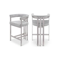 Meridian Furniture Marcello Grey Velvet Counter Stool (Set of 2)