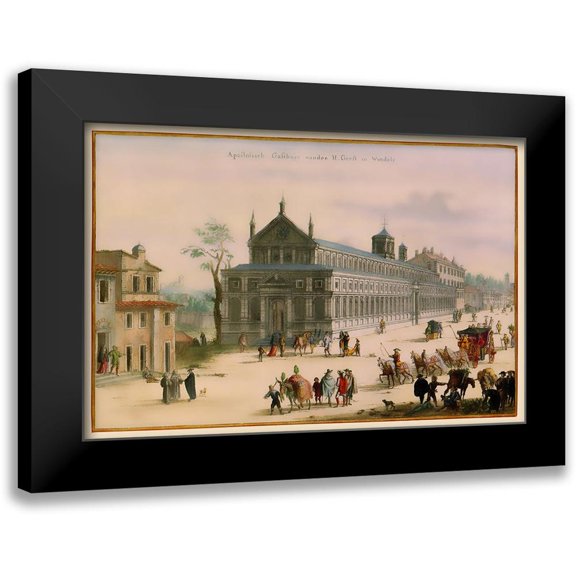 Visscher 14x11 Black Modern Framed Museum Art Print Titled - Popes Palace Rome Picture Italy - Visscher 1681