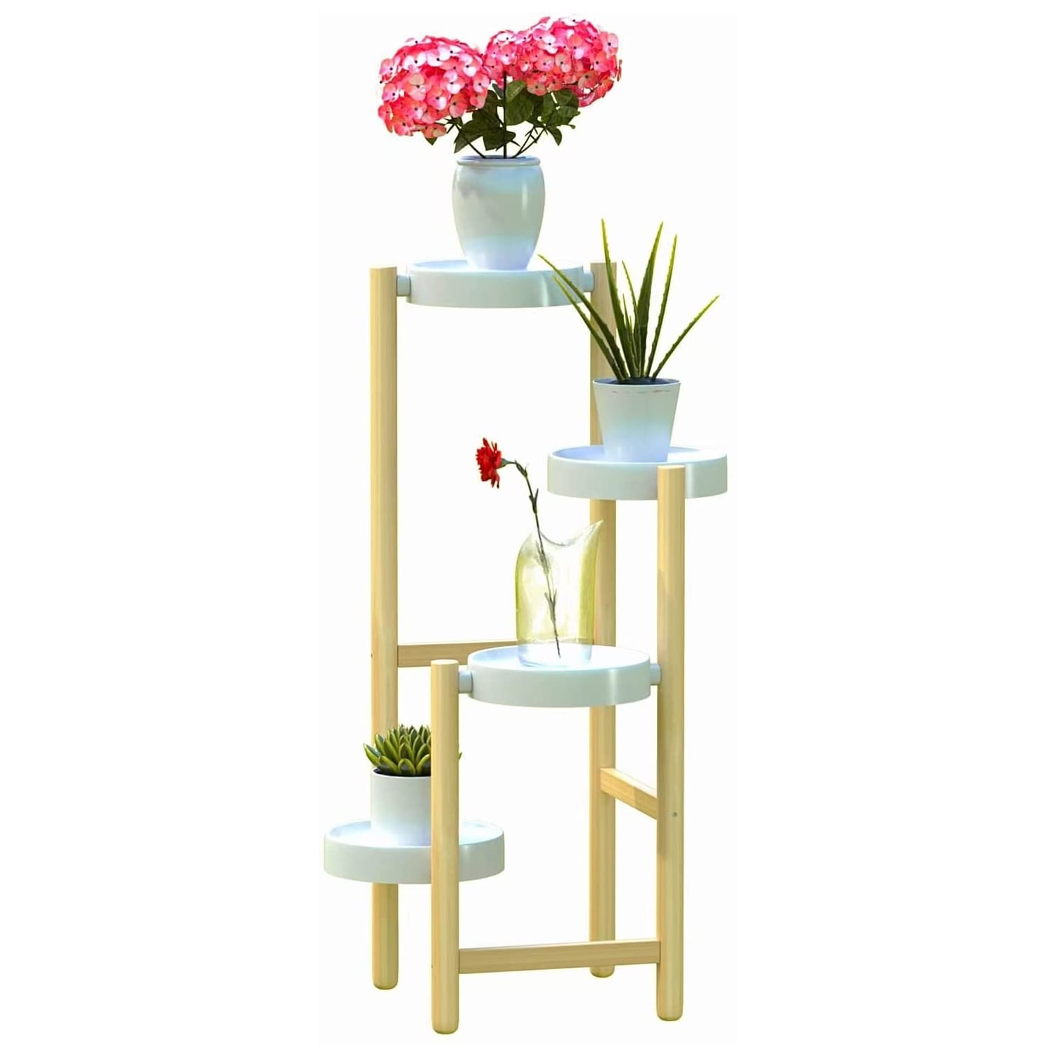 Kadyn Bamboo Plant Holder Indoor - 4 Tier Tall Corner Plant Stand - Flower and Plant Display Rack - Pot Holder Shelf - for Mini Gardens