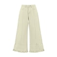 thumbnail image 5 of Juesizh Wide Leg Jeans for Women Plus Size Solid Color Caual Jeans Button Zipper Waist Ruffle Hem Long Denim Pants, S-3XL, 5 of 9