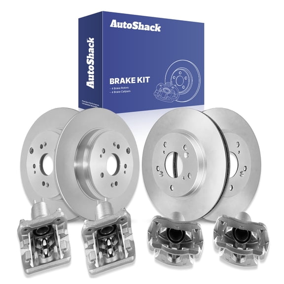 AutoShack Front Vented & Rear Solid Brake Rotors   Calipers 8-PC Brake Kit Replacement for 2005-2006 Honda CR-V