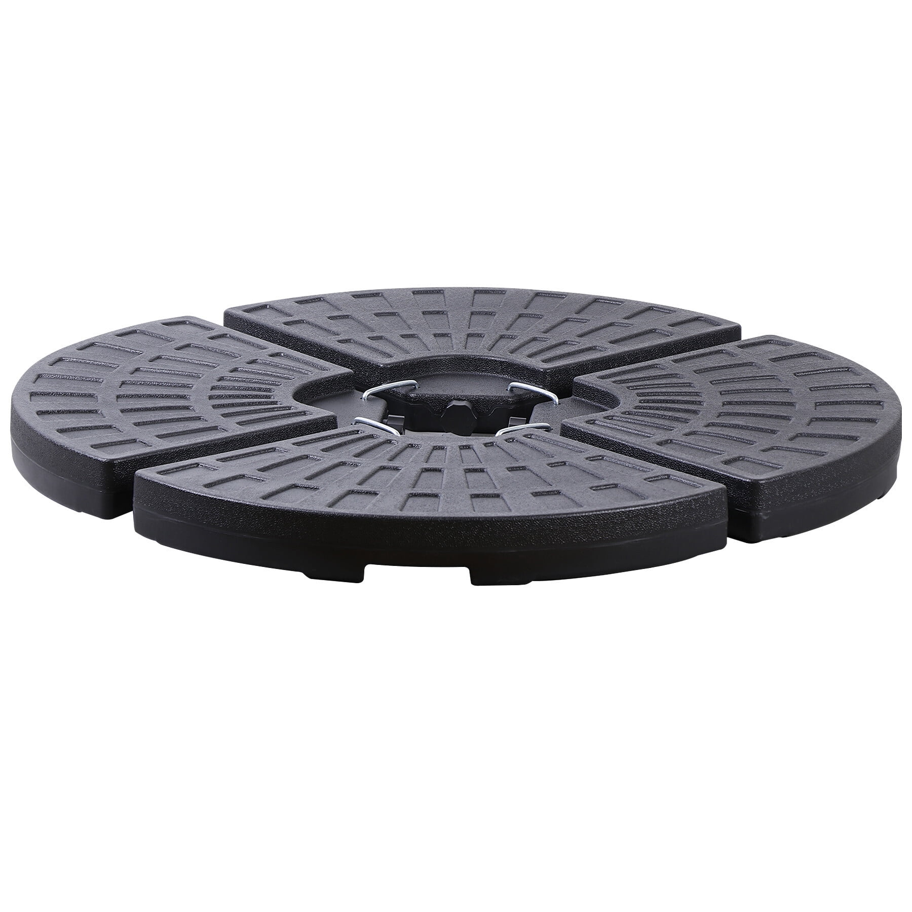 ZENY 4-Piece Heavy Duty Offset Outdoor Patio Umbrella Base Sand w/Carry Handles Easy-Fill Spouts for Water or Sand, Black