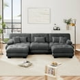 thumbnail image 2 of 162.2" U-Shape Modular Sectional Sofa with 2 Movable Ottomans  ,Modern 3-Seat Corner Couch with Waist Pillows, Throw Pillows and Blostered Armrests, Comfy L Couch for Living Room, Gray, 2 of 9