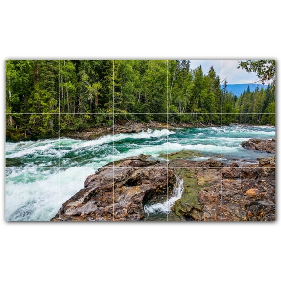 Picture-Tiles.com: River Ceramic Tile Wall Mural WAL500904-53M. 30"W x 18"H using (15) 6" x 6" Ceramic Tiles-Satin Finish