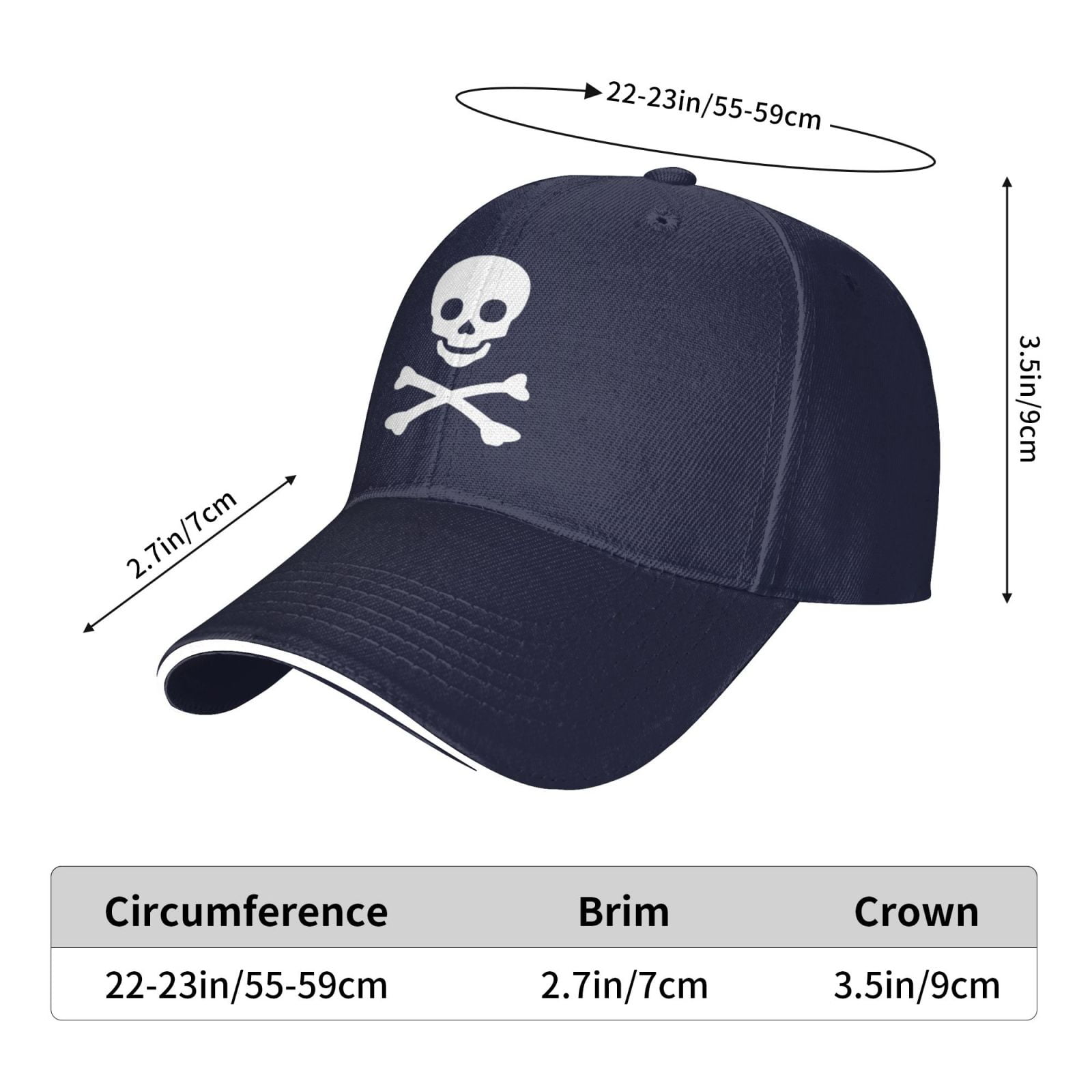 Skull & Crossbones Pirate Baseball Cap - Adjustable Trucker Dad Hat For Men & Women, Black - View #8
