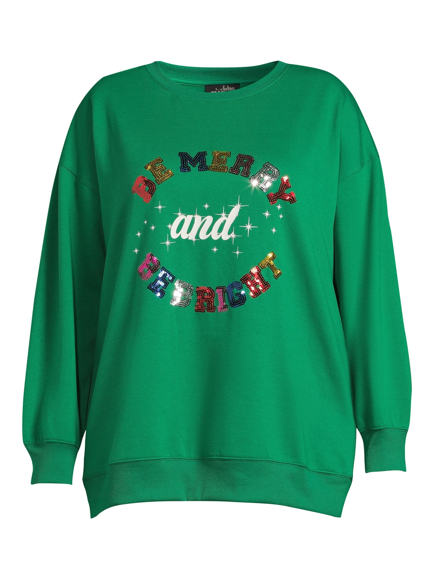 Christmas Women's Plus Size Sequin Graphic Sweatshirt from Feeling Festive