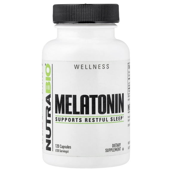 NutraBio Melatonin, 120 Capsules (3 mg per Capsule)