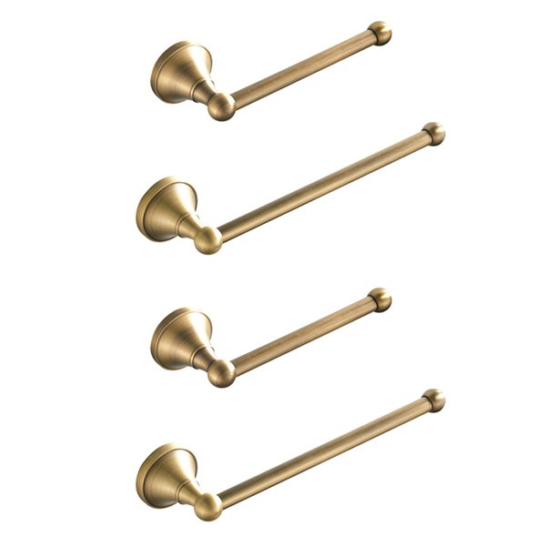 Juego de Accesorios del Cuarto de BañO de 4 Piezas: Toallero y Soporte para Papel HigiéNico Soporte de Pared de LatóN Envejecido, Bronce Cepillado