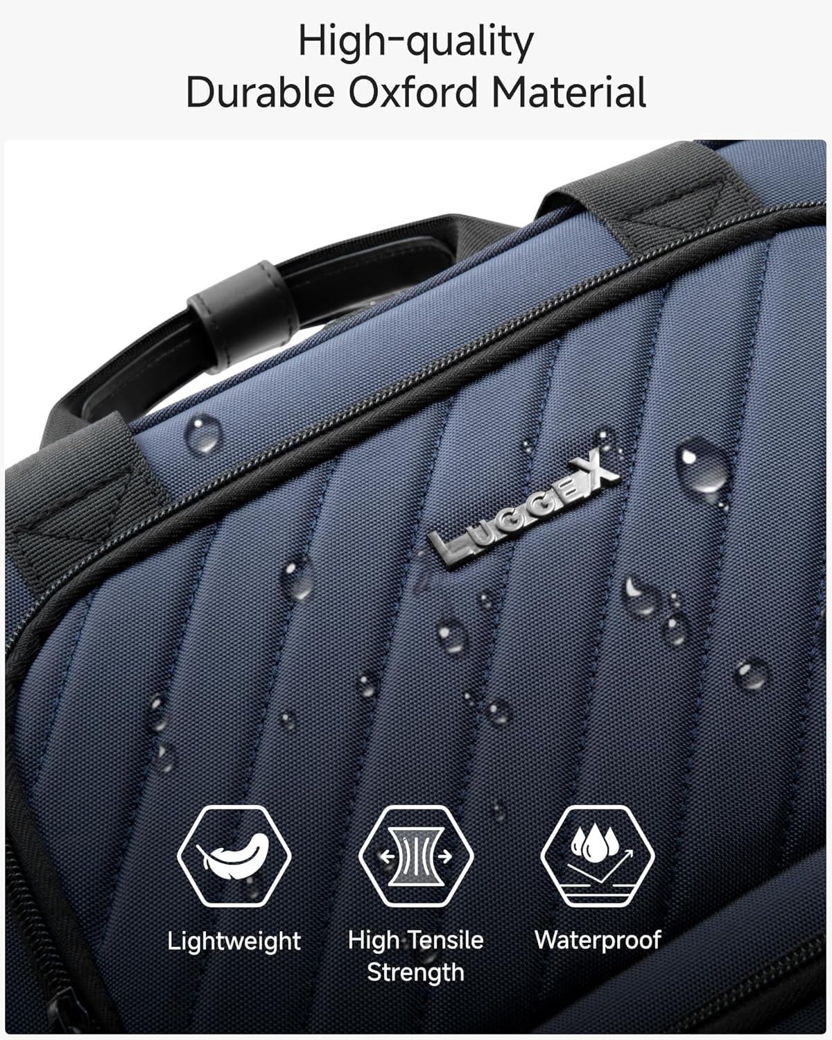 Underseat Carry On Luggage with Wheels, UDK-Plus Large-Capacity Lightweight Soft Sided Personal Item Suitcase for Short Trips (UX-Plus, Blue Black, 16 Inch)