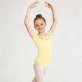 thumbnail image 2 of HAOTAGS Girls Ballet Leotard for Dance Practice,Scoop Neck Short Sleeve Solid Color Bodysuit Gymnastics for Girls Yellow 9-10, 2 of 5