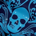 thumbnail image 4 of Adults Teal Damask Bath Curtain Antique Victorian Baroque Fabric Shower Curtain 72" Wx84 L,Vintage Floral Exotic Sugar Skull Bathroom Decor,Gothic Bone Skeleton Bohemian Decor,Blue, 4 of 6