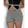 thumbnail image 6 of Womens Stripe Hot Girl Low Waist High Elasticity Shorts Bodycon Bottoms Fashion Summer Black & White S, 6 of 9