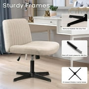PUKAMI Armless Office Desk Chair No Wheels,Fabric Padded Modern Swivel,Height Adjustable Wide Seat Computer Task Vanity Chair for Home Office,Mid Back Accent Chair