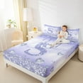thumbnail image 4 of Homewish Purple Glitter Print Kid King Sheet Set, Bowknot Monogrammed S Bedding, 4pcs, 4 of 7