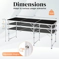thumbnail image 5 of Ktaxon 6' Outdoor Portable Aluminum Camping Picnic Table, 3-Level Adjustable Height Metal Folding Dining Table, Use for Camping Party Wedding Garden Commercial Entertaining Events, Black, 5 of 11