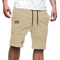XUNKUSGA Mens Shorts Cotton Elastic Waist Drawstring Casual Shorts With Pockets Fashion Beach Stretch Twill Chino Golf Shorts for Men S-5XL