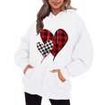 thumbnail image 1 of WEAIXIMIUNG Sweat-Shirt pour Femmes Zip Sans Capuche Col Rond Poche Imprimé Cœur Saint-Valentin Manches Longues, 1 of 3