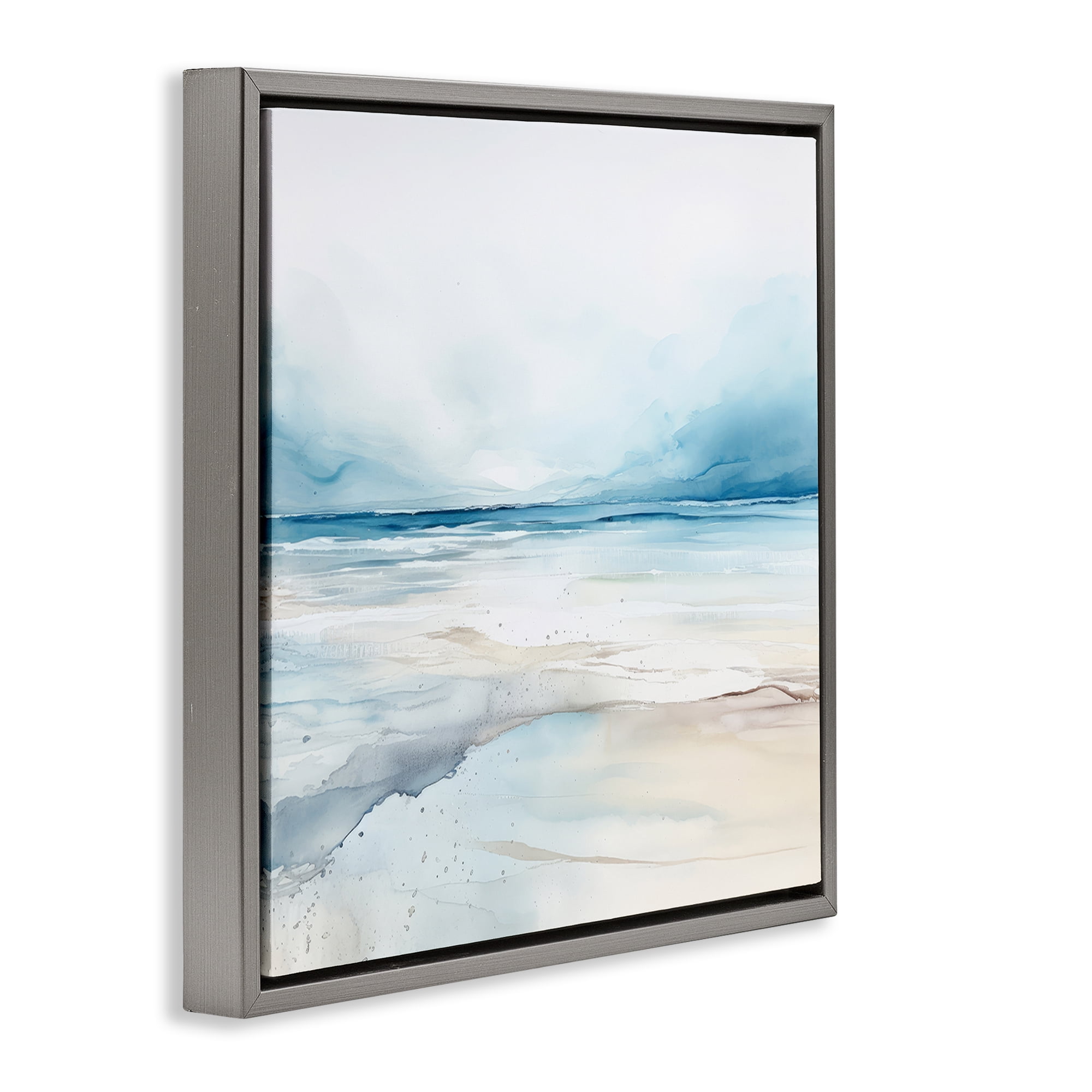 Stupell Industries Nautical Scenery Abstract Abstract Painting Gray Floater Framed Canvas Art Print Wall Art, 18 x 18