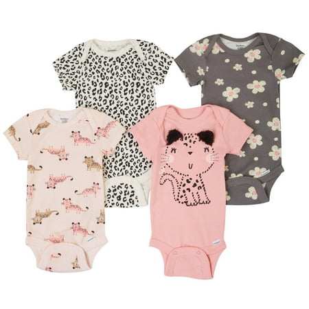 UPC: 0013618218613 | Gerber Baby Girls 4-pk. Leopard Bodysuit Set 3-6 Months Pink