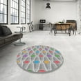 thumbnail image 3 of Ahgly Company Indoor Round Patterned Platinum Silver Gray Abstract Area Rugs, 6' Round, 3 of 6