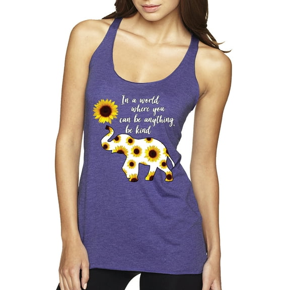 In A World Where You Can Be Anything Be Kind Inspirational/Christian Tri-Blend Racerback Tank Top, Purple Rush, Small
