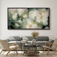 thumbnail image 2 of Large Framed Canvas Print Impressionist White Blossoms - Soft Floral AbstractWall Art Decorative Ready to Hang Painting for Living room Bedroom 60x30 inches Black Frame, 2 of 9