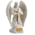thumbnail image 2 of Veronese Design 9.1 Pouces Monument Archange de Prière Saint Michel Marbre Finition Blanche Dorée Statue d'Ange, 2 of 4