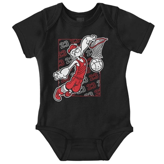 Popeye Basketball Dunk Cartoon Bodysuit Jumper Boys Infant Baby Brisco Brands NB