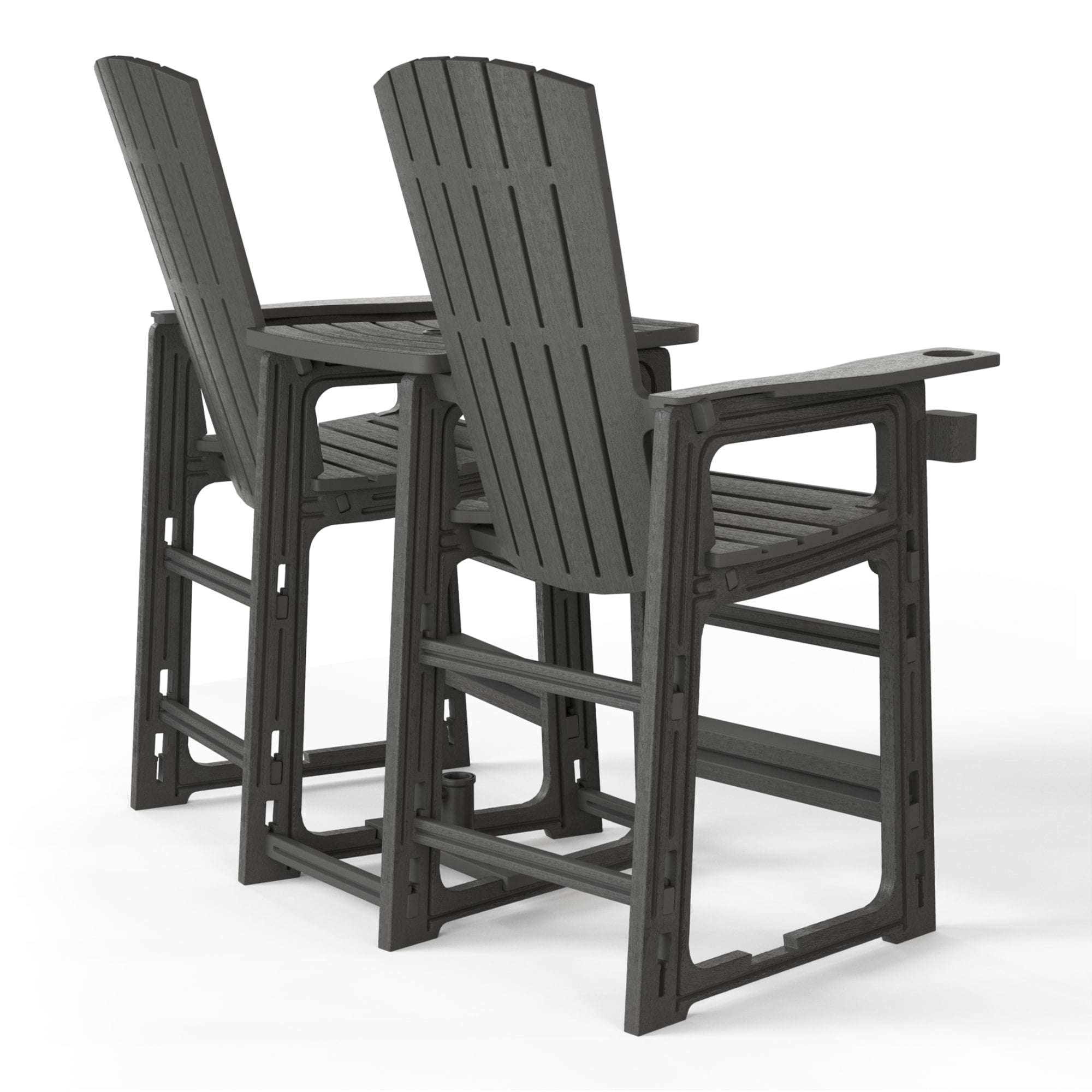 WestinTrends Azura Outdoor Tall Adirondack Chairs With Connecting Table Tray (Set of 2), Gray